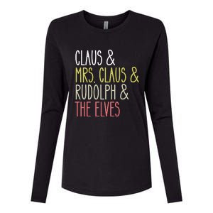 Funny Santa Claus Family Mrs Claus Rudolph Elves Christmas Womens Cotton Relaxed Long Sleeve T-Shirt