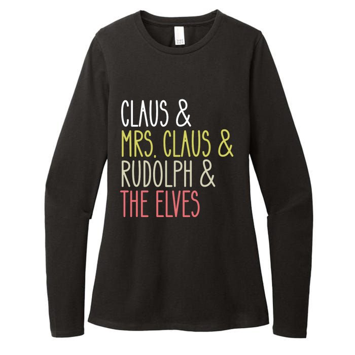 Funny Santa Claus Family Mrs Claus Rudolph Elves Christmas Womens CVC Long Sleeve Shirt