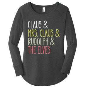 Funny Santa Claus Family Mrs Claus Rudolph Elves Christmas Women's Perfect Tri Tunic Long Sleeve Shirt