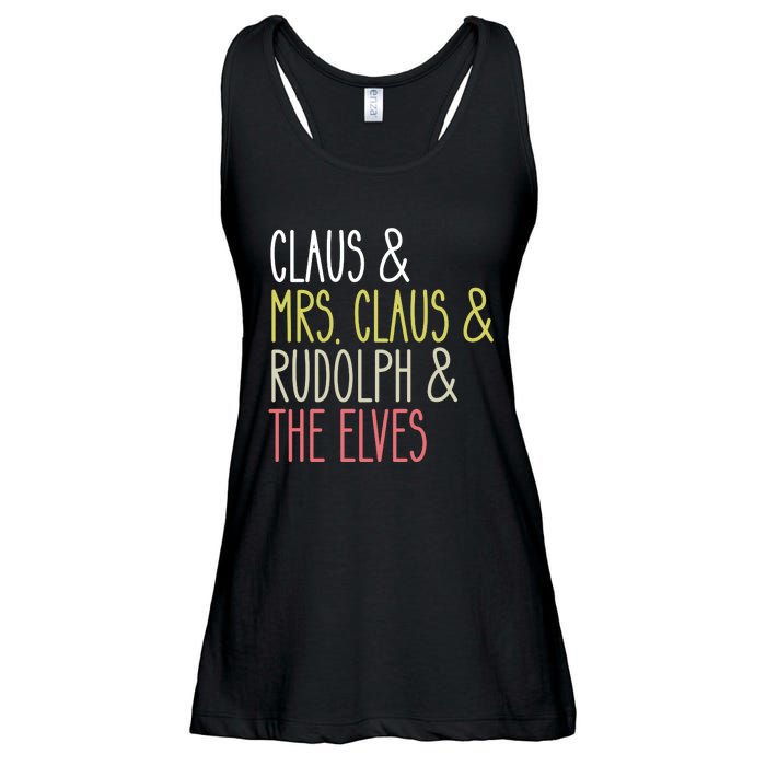 Funny Santa Claus Family Mrs Claus Rudolph Elves Christmas Ladies Essential Flowy Tank