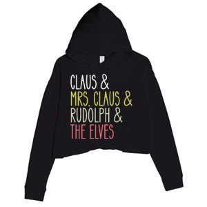 Funny Santa Claus Family Mrs Claus Rudolph Elves Christmas Crop Fleece Hoodie