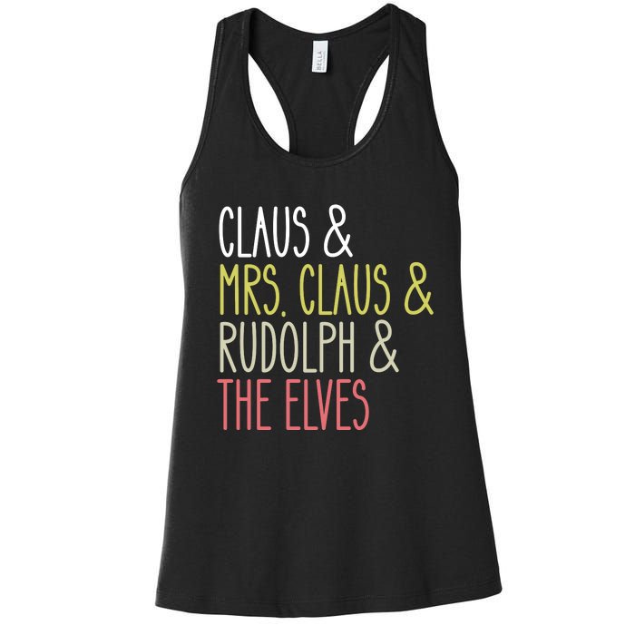 Funny Santa Claus Family Mrs Claus Rudolph Elves Christmas Women's Racerback Tank