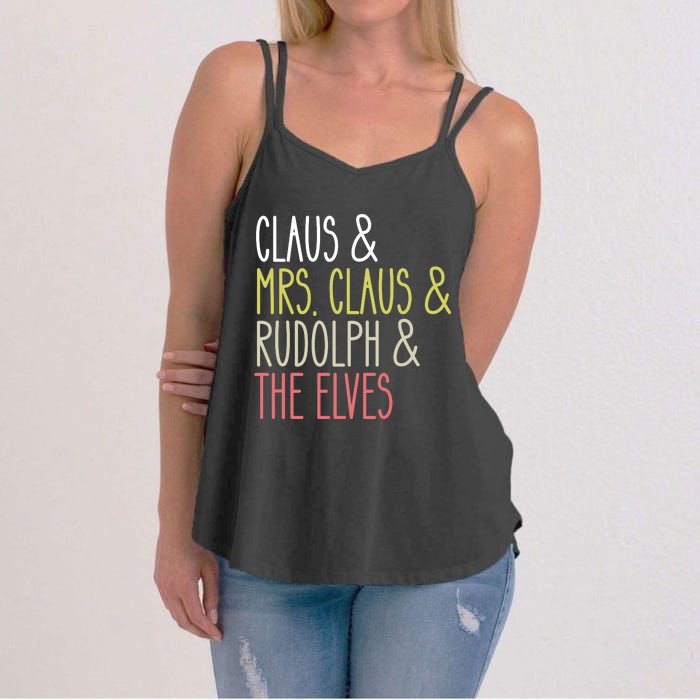 Funny Santa Claus Family Mrs Claus Rudolph Elves Christmas Women's Strappy Tank