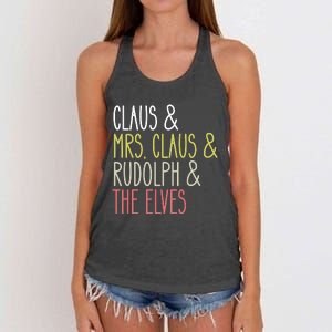 Funny Santa Claus Family Mrs Claus Rudolph Elves Christmas Women's Knotted Racerback Tank