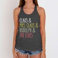 Funny Santa Claus Family Mrs Claus Rudolph Elves Christmas Women's Knotted Racerback Tank