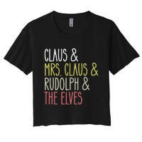 Funny Santa Claus Family Mrs Claus Rudolph Elves Christmas Women's Crop Top Tee