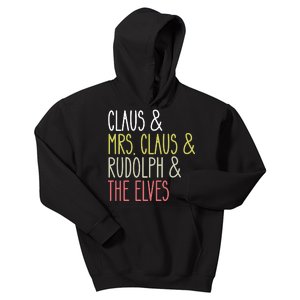 Funny Santa Claus Family Mrs Claus Rudolph Elves Christmas Kids Hoodie