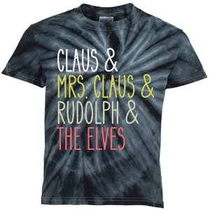 Funny Santa Claus Family Mrs Claus Rudolph Elves Christmas Kids Tie-Dye T-Shirt