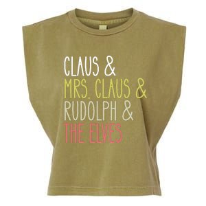 Funny Santa Claus Family Mrs Claus Rudolph Elves Christmas Garment-Dyed Women's Muscle Tee