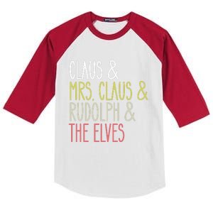 Funny Santa Claus Family Mrs Claus Rudolph Elves Christmas Kids Colorblock Raglan Jersey