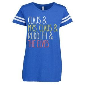 Funny Santa Claus Family Mrs Claus Rudolph Elves Christmas Enza Ladies Jersey Football T-Shirt