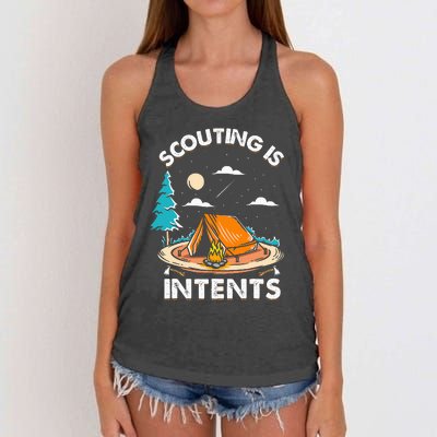 Funny Scout Camper Scouting Is Intents Camping Women's Knotted Racerback Tank