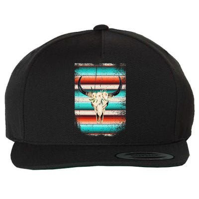 Funny Serape Cow Boho Print Flower Rustic Turquoise Wool Snapback Cap