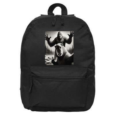 Funny Selfie Capybara Finds Bigfoot Sasquatch Photo 16 in Basic Backpack