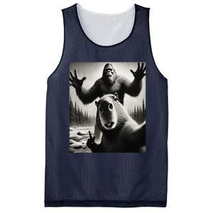 Funny Selfie Capybara Finds Bigfoot Sasquatch Photo Mesh Reversible Basketball Jersey Tank