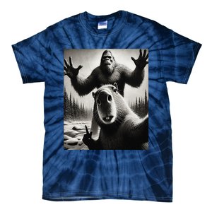 Funny Selfie Capybara Finds Bigfoot Sasquatch Photo Tie-Dye T-Shirt