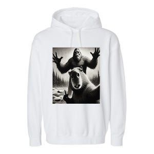 Funny Selfie Capybara Finds Bigfoot Sasquatch Photo Garment-Dyed Fleece Hoodie