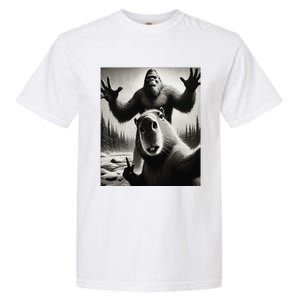 Funny Selfie Capybara Finds Bigfoot Sasquatch Photo Garment-Dyed Heavyweight T-Shirt