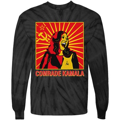 Fun Socialist Comrade Kamala Commie La Harris 2024 Kammunism Tie-Dye Long Sleeve Shirt