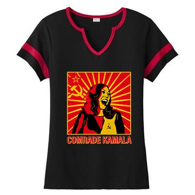 Fun Socialist Comrade Kamala Commie La Harris 2024 Kammunism Ladies Halftime Notch Neck Tee