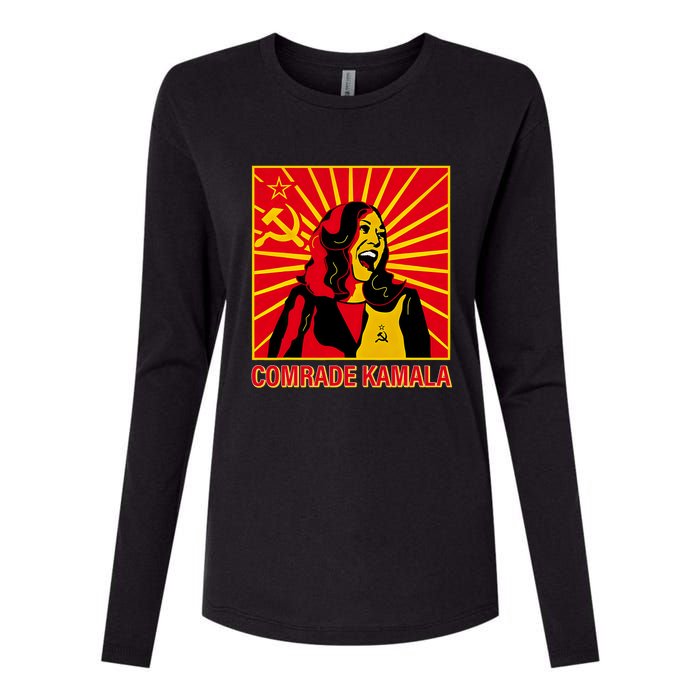 Fun Socialist Comrade Kamala Commie La Harris 2024 Kammunism Womens Cotton Relaxed Long Sleeve T-Shirt