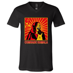 Fun Socialist Comrade Kamala Commie La Harris 2024 Kammunism V-Neck T-Shirt