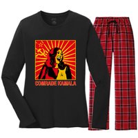 Fun Socialist Comrade Kamala Commie La Harris 2024 Kammunism Women's Long Sleeve Flannel Pajama Set 