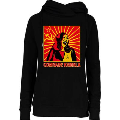 Fun Socialist Comrade Kamala Commie La Harris 2024 Kammunism Womens Funnel Neck Pullover Hood