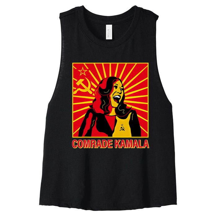 Fun Socialist Comrade Kamala Commie La Harris 2024 Kammunism Women's Racerback Cropped Tank