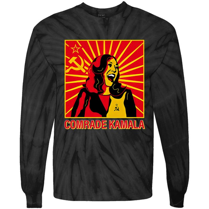 Fun Socialist Comrade Kamala Commie La Harris 2024 Kammunism Tie-Dye Long Sleeve Shirt