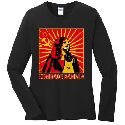 Fun Socialist Comrade Kamala Commie La Harris 2024 Kammunism Ladies Long Sleeve Shirt