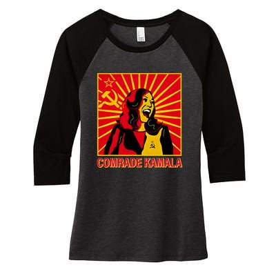 Fun Socialist Comrade Kamala Commie La Harris 2024 Kammunism Women's Tri-Blend 3/4-Sleeve Raglan Shirt