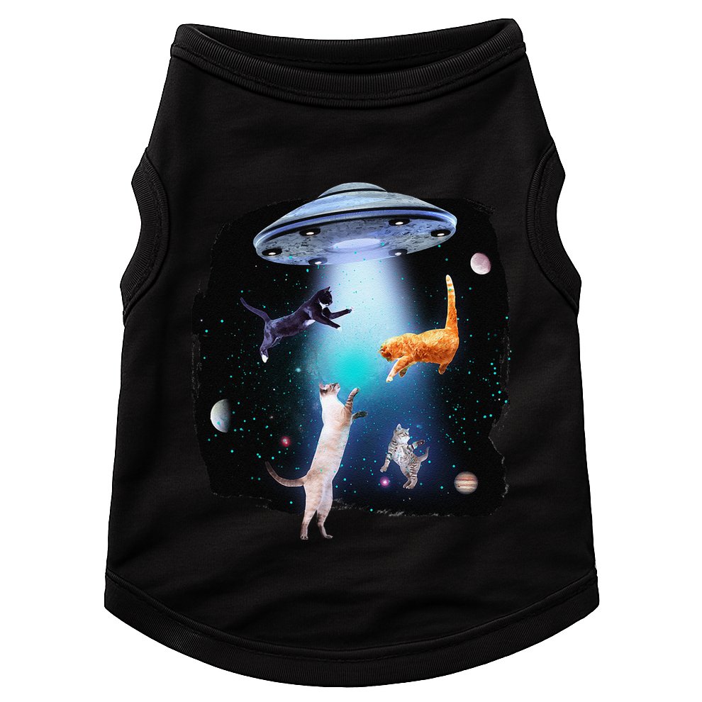 Funny Space Cats Abduction Whimsical Ufo Design Doggie Tank