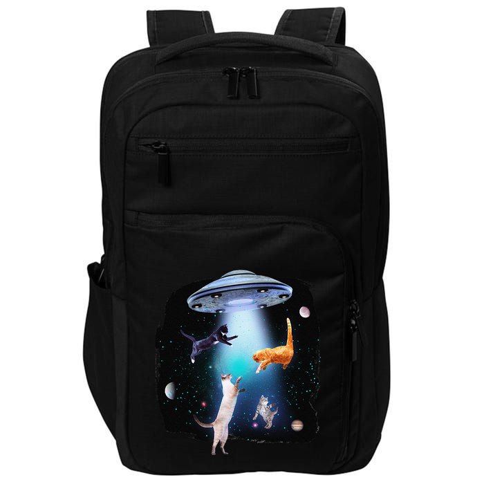 Funny Space Cats Abduction Whimsical Ufo Design Impact Tech Backpack