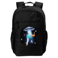 Funny Space Cats Abduction Whimsical Ufo Design Backpack