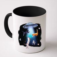 Funny Space Cats Abduction Whimsical Ufo Design Mug