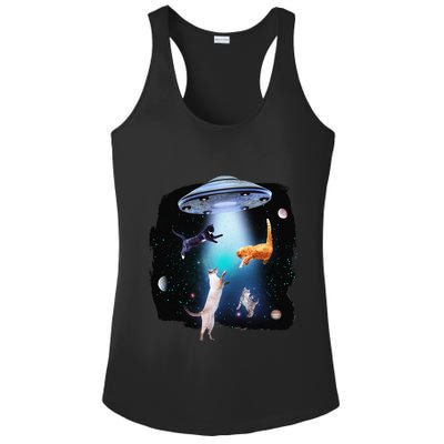Funny Space Cats Abduction Whimsical Ufo Design Ladies PosiCharge Competitor Racerback Tank