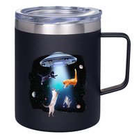 Funny Space Cats Abduction Whimsical Ufo Design 12oz Stainless Steel Coffee Mug