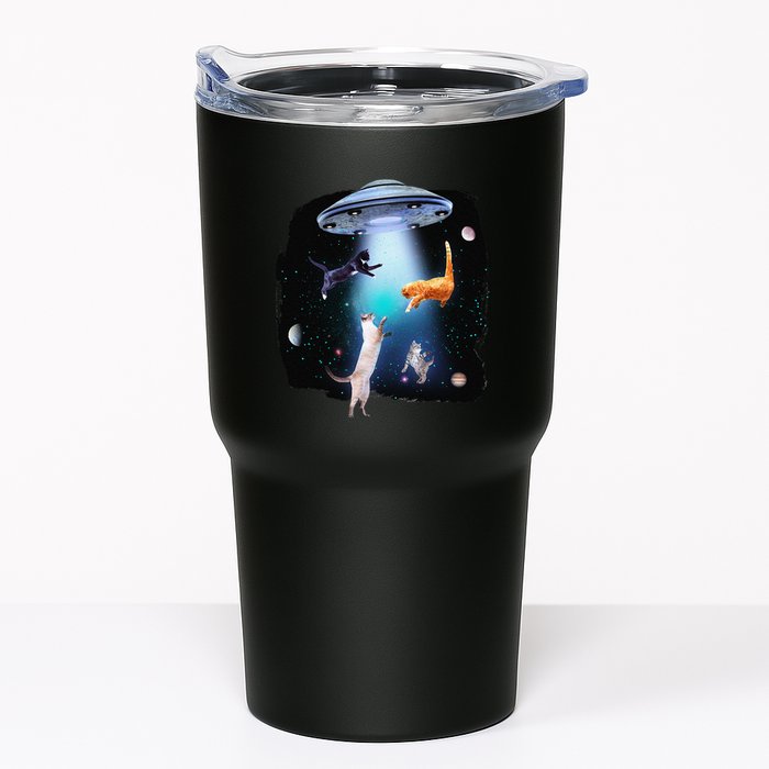 Funny Space Cats Abduction Whimsical Ufo Design Tumbler