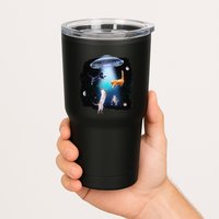 Funny Space Cats Abduction Whimsical Ufo Design Tumbler