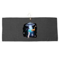 Funny Space Cats Abduction Whimsical Ufo Design Large Microfiber Waffle Golf Towel