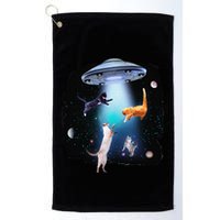 Funny Space Cats Abduction Whimsical Ufo Design Golf Towel