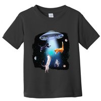 Funny Space Cats Abduction Whimsical Ufo Design Toddler T-Shirt