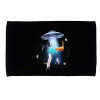 Funny Space Cats Abduction Whimsical Ufo Design Microfiber Hand Towel