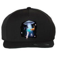Funny Space Cats Abduction Whimsical Ufo Design Wool Snapback Cap