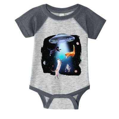 Funny Space Cats Abduction Whimsical Ufo Design Infant Baby Jersey Bodysuit