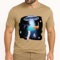 Funny Space Cats Abduction Whimsical Ufo Design Performance Shirt