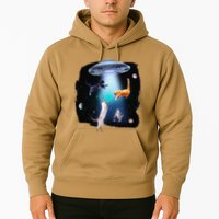 Funny Space Cats Abduction Whimsical Ufo Design Hoodie