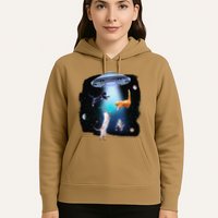 Funny Space Cats Abduction Whimsical Ufo Design Hoodie