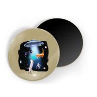 Funny Space Cats Abduction Whimsical Ufo Design Magnet